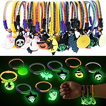 OuMuaMua Kids Halloween Party Favors Zipper Bracelets, 28 Pack Glow in the Dark Halloween Zipper Wristbands for Kids Gifts, Giveaways,Goodie Bag Fillers