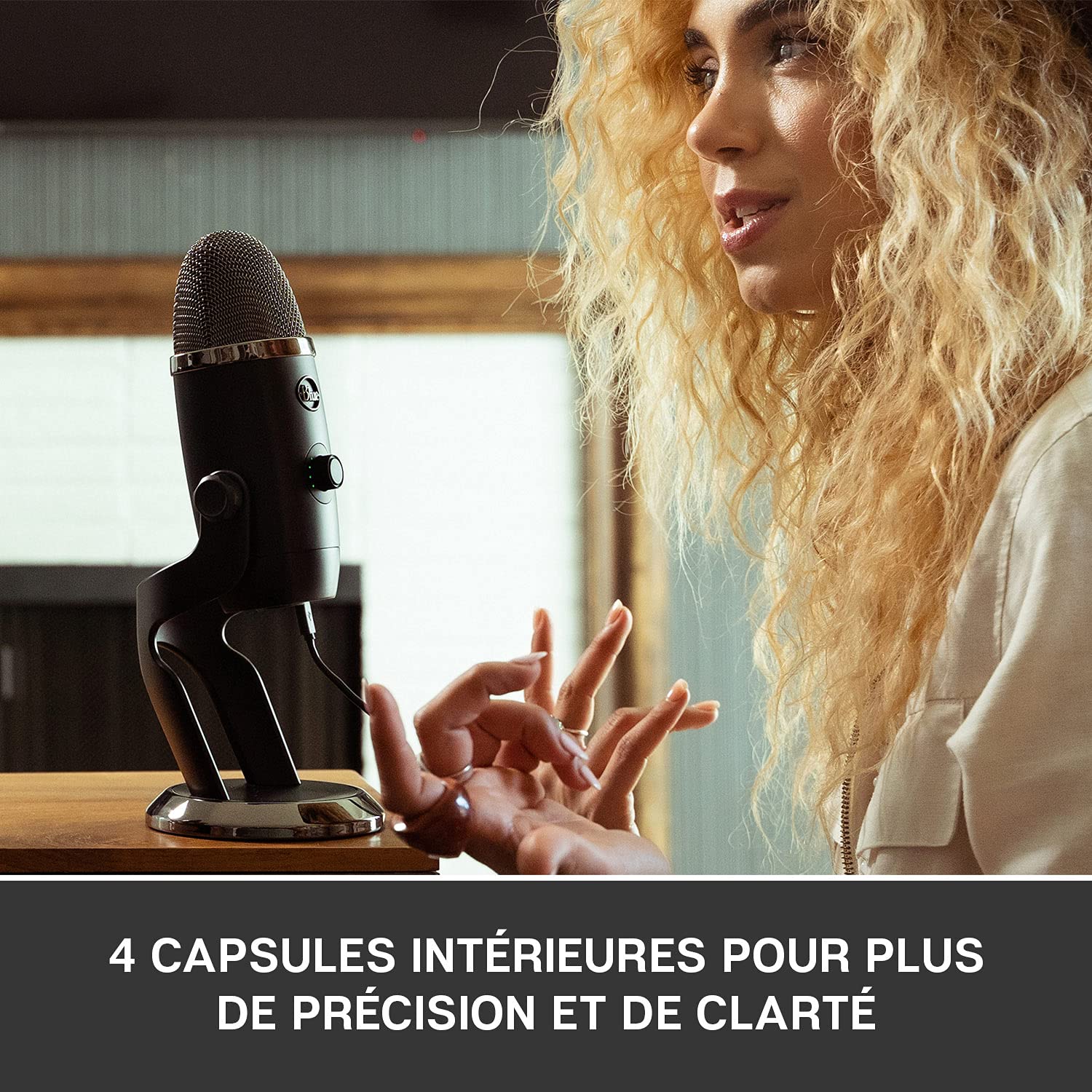 Blue Microphones Yeti X, Micro USB à Condensateur Pro pour Enregistrement, Gaming, Streaming, Podcast, Micro PC / Mac, Micro Gaming avec Indicateur Haute Résolution, LED, Effets Blue VO!CE - Noir