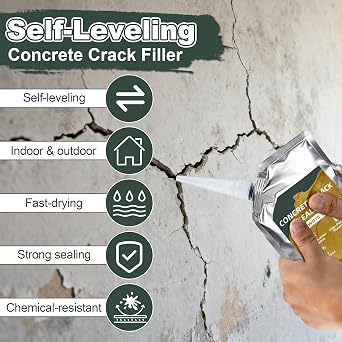 Oriflame Concrete Crack Filler: Self-Leveling Cement Crack Filler - High Elasticity & Weather-Resistant Waterproof Repair Sealant for Driveway/Walkway/Patio/Joint/Outdoor/Indoor - Grey (500ML 2 PCS)