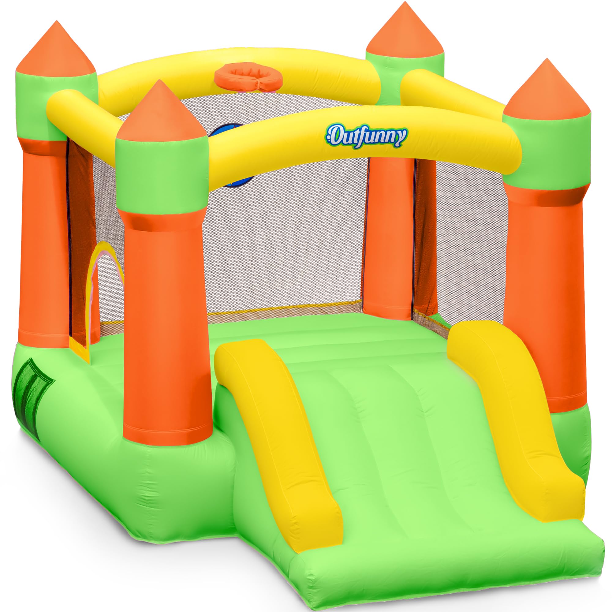 Photo 1 of Outfunny Inflatable Bounce House with Slide and Basketball Hoop
