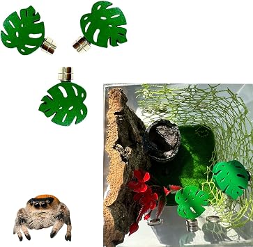 3 Pack Leaf-Shaped Magnetic Jumping Spider Enclosure Ledges with Strong Magnets Perfect Accessories for Spoods & Jumping Spiders, Durable Habitat Decor Terrarium Not Included