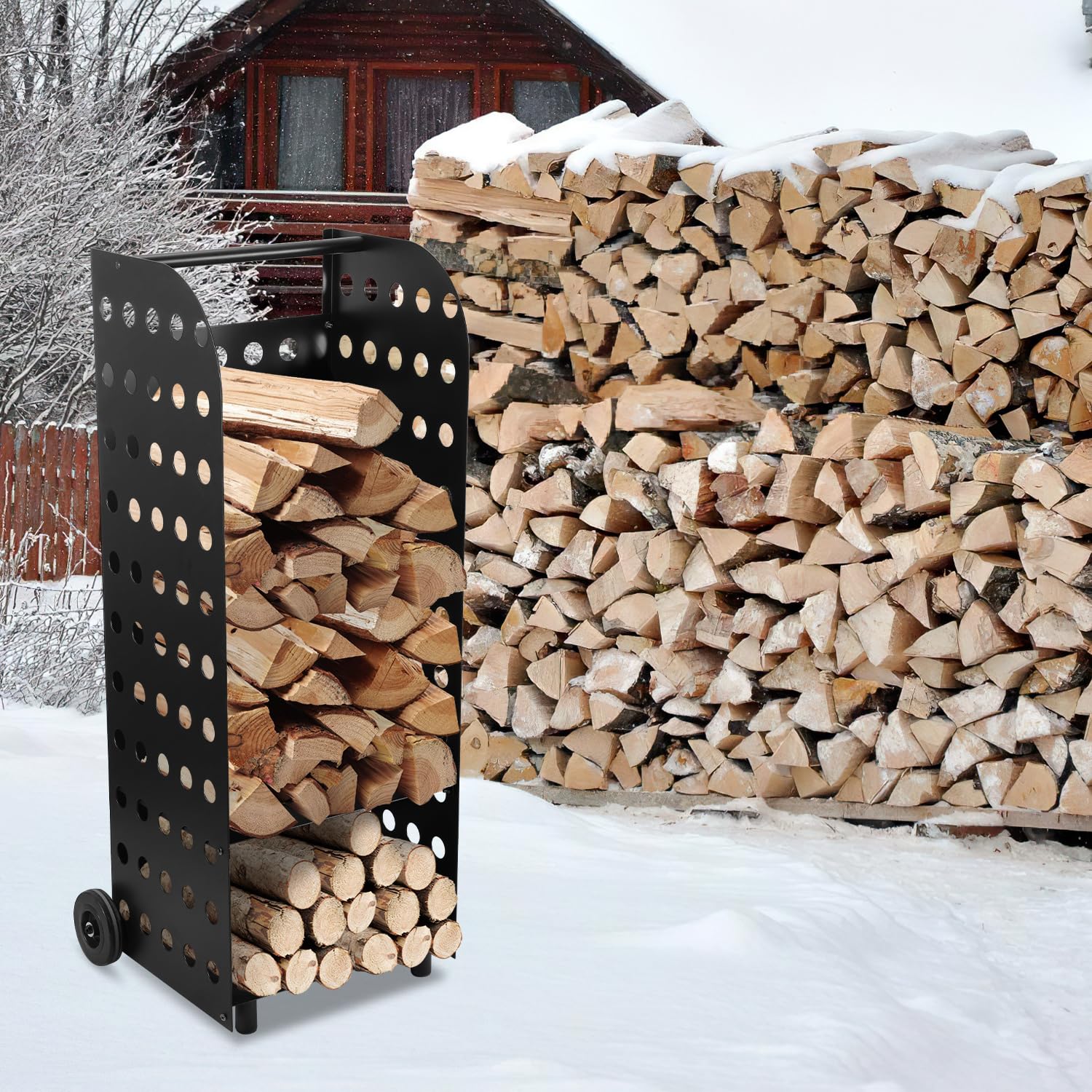 Carrello per legna da ardere, 42 x 35 x 112 cm, per fino a 75 kg di