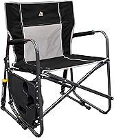 Vista 5 de GCI Outdoor Freestyle Rocker XL Silla mecedora plegable portátil, silla de camping al aire libre con mesa auxiliar, aluminio