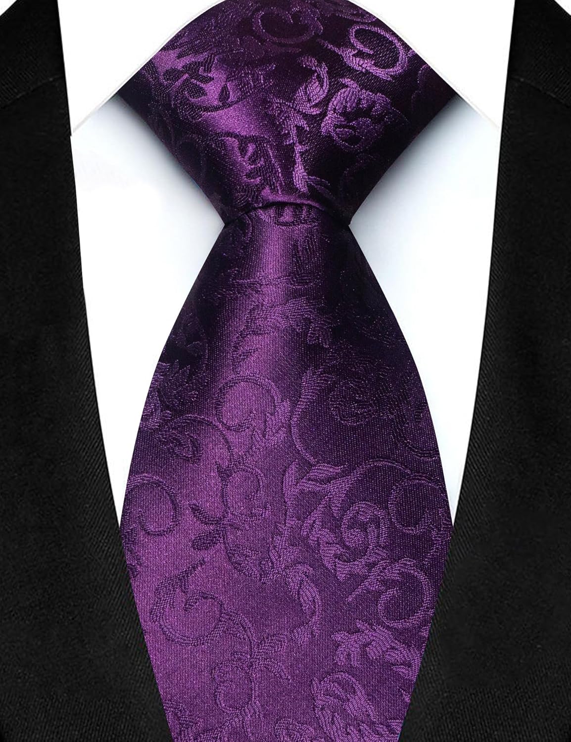 JEMYGINS Mens Floral Tie and Lapel Pin Necktie Pocket Square and Tie Clip with Sets for Business Casual 4PCS - Image 3