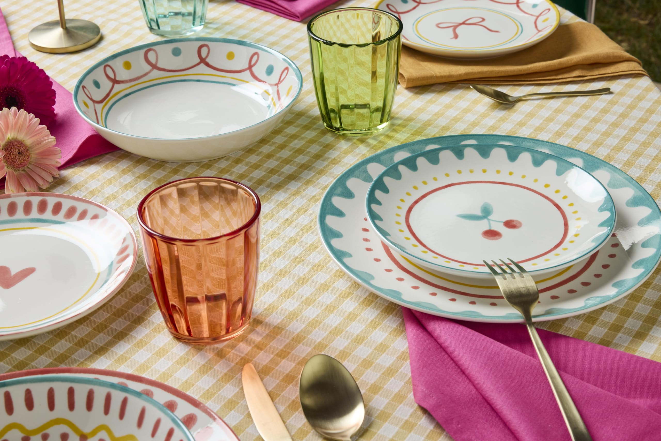 Tognana Cherry Pop, Servizio piatti per 6 persone 18 pezzi, porcellana, multicolor