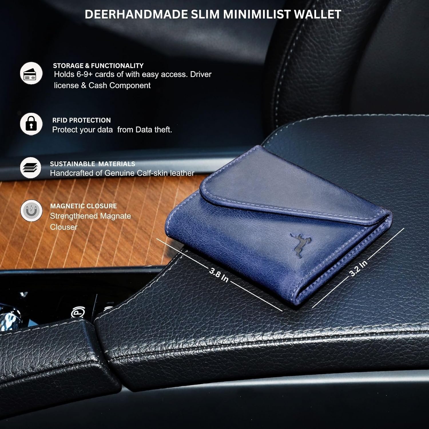 Full-Grain Leather Wallet for Men, Handcrafted Mens Bifold Wallet with RFID Blocking, Magnetic Closure, Slim Minimalist Thin Design, ID Window, Book Shaped Gift Ready Box, 3-Year Warranty - Image 4