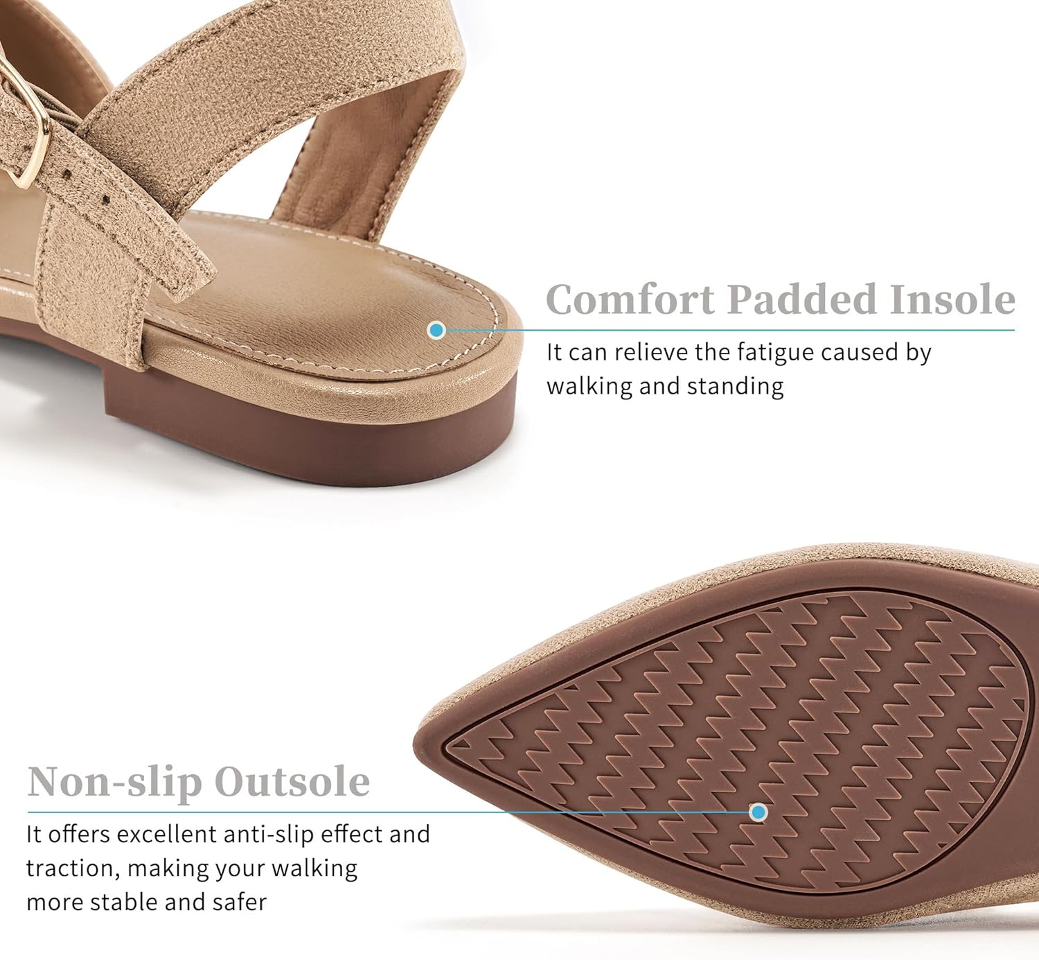 Alicegana Womens Sandals Flat Shoes - Closed Pointed Toe Dressy Flats 2026 Comfortable Business Casual Walking Sandal - Image 5