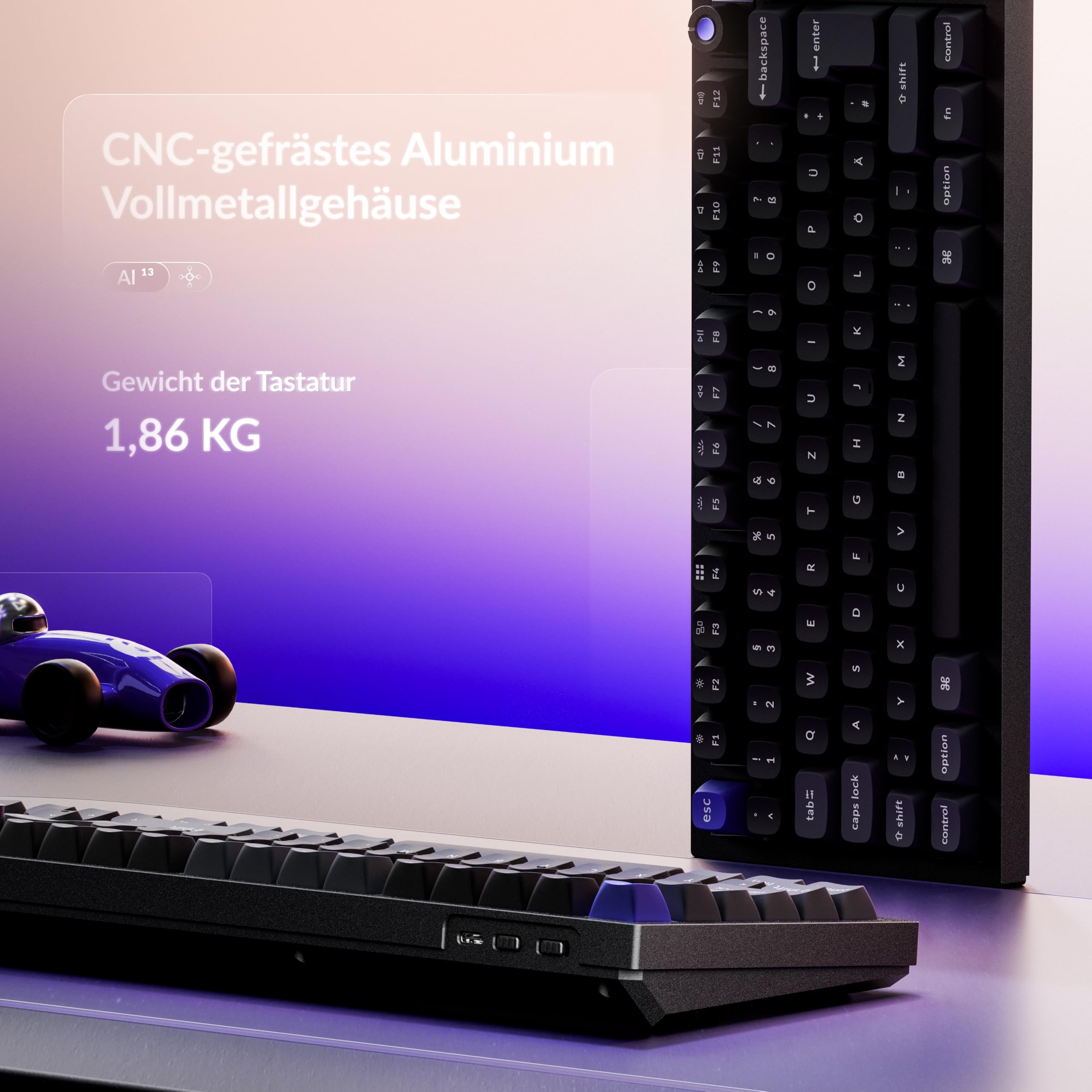 Keychron Q6 HE 8K Kabelgebundene mechanische Gaming-Tastatur, 100% ISO-DE-Layout, Vollmetallgehäuse, 8000 Hz Abtastrate, Ultra-Fast Lime Magnetschalter, kompatibel mit Mac, Windows, Linux