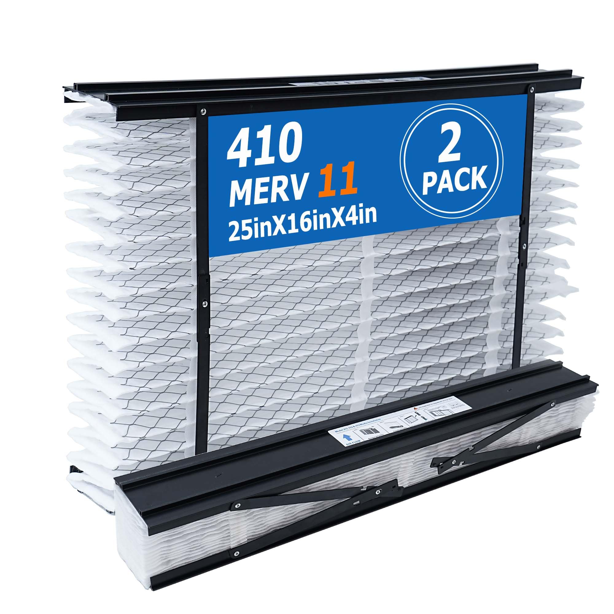 410 Replacement Filter Compatible with AprilAire Whole House Air Purifier 1410, 1610, 2410, 2416, 3410, 4400 Furnace Air Purifier, MERV 11 Filters, Size: 16x25x4, 2 Pack