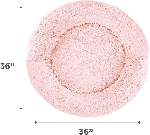 Miniatura 8 de Best Friends by Sheri - The Original Calming Donut - Cama calmante en forma de dona para perros y gatos - Pelo largo, rosa caramelo, L, 36 x 36