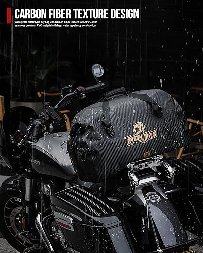 Miniatura 9 de Bolsa seca para motocicleta, impermeable, 50L, bolsa de silla de montar para motocicleta, con textura de fibra de carbono, PVC 500D, bolsa de lona