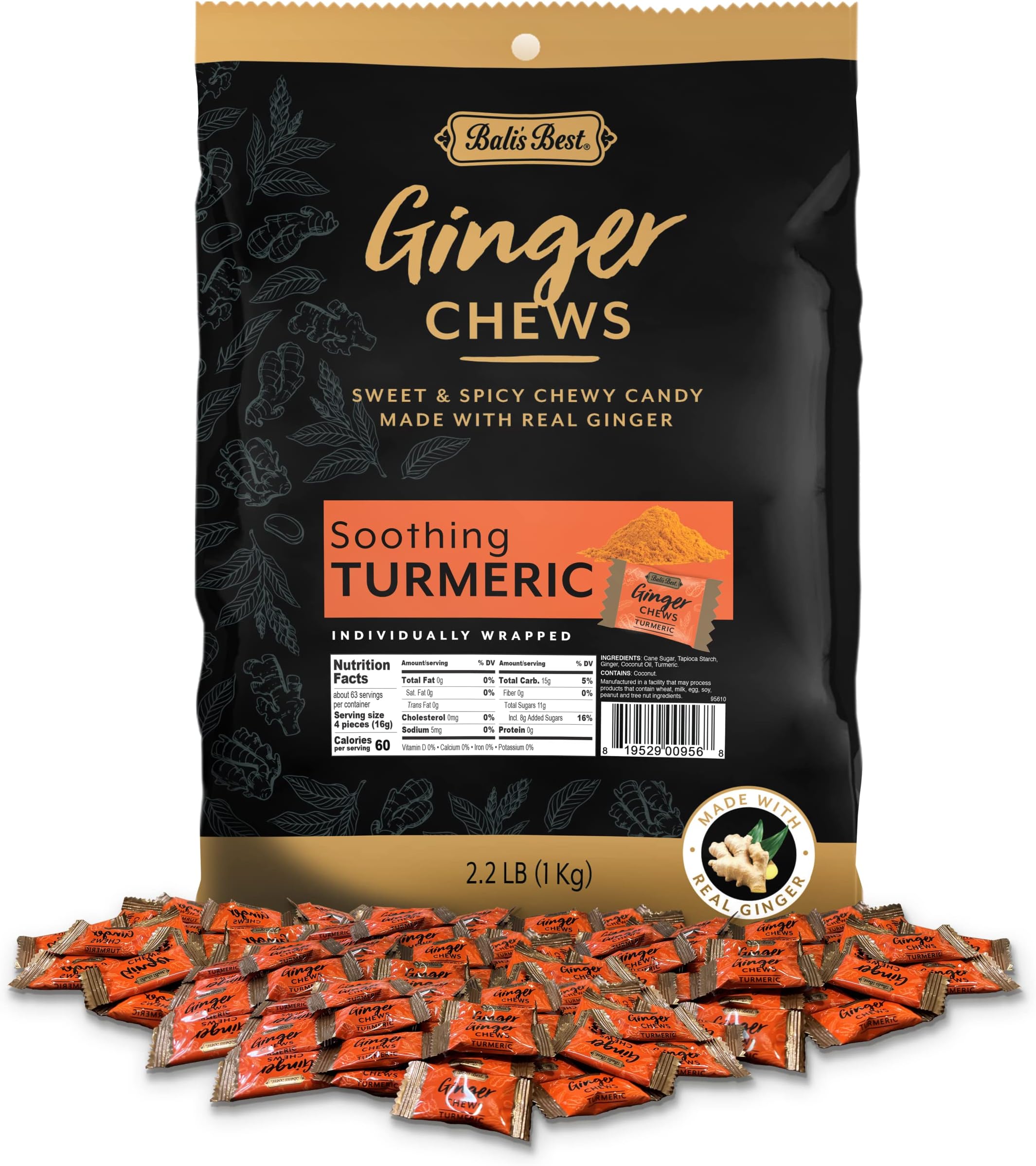 Chimes Tranquil Turmeric Adaptogen Ginger Chews Candy (1