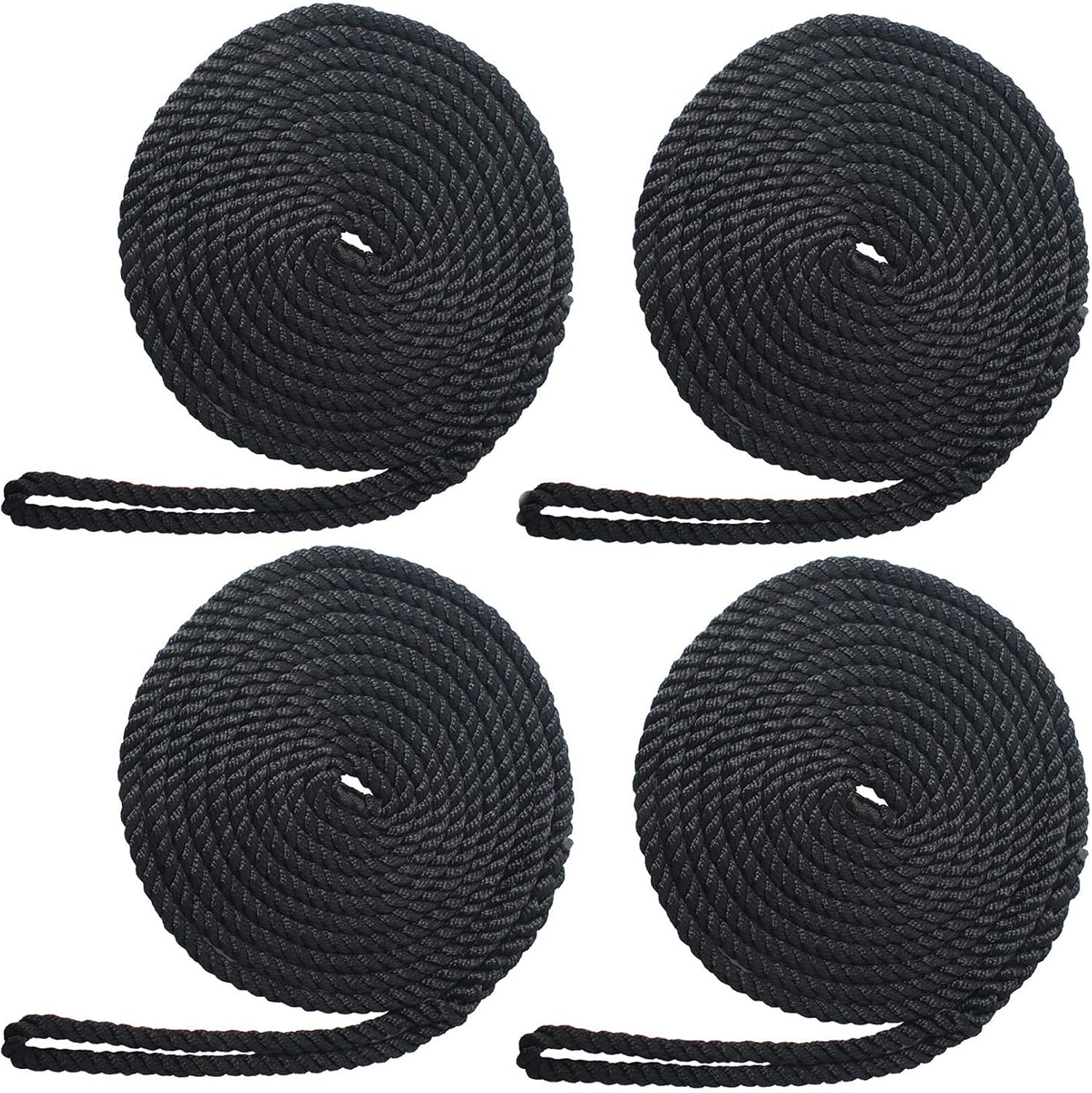 NovelBee 3Strand Twisted Nylon Dock Line with Spliced Soft Eye Boat