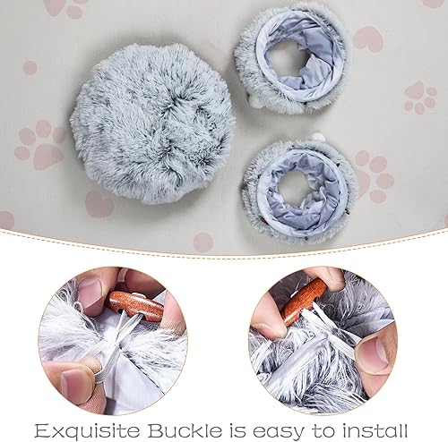 Miniatura 6 de Lonepetu Cama de túnel de felpa para gatos de interior, túnel plegable en forma de dona para gatos con alfombrilla central, tubo de cueva esponjoso