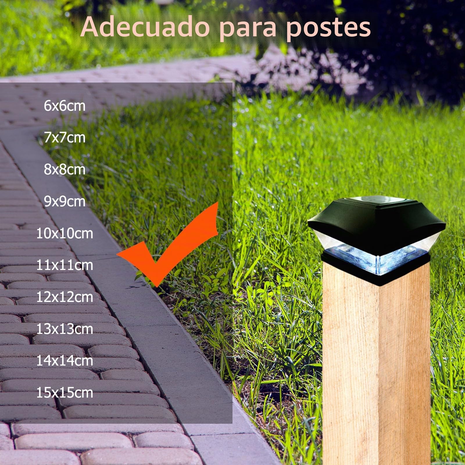 XVZ Luces solares de poste, 4PCS IP65 impermeable lámparas solares para exteriores, luces LED solares, decoración de jardín para jardín, terraza, valla, postes de madera - Negro