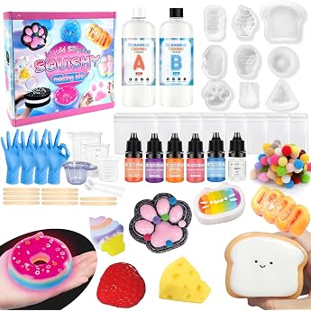Squishy Make Your Own Set Squishy Set 500 ml Liquid Silicone Making Kit 11 Ratio DIY Creative Gifts with Shape Glove Measuring Cup Wooden Sticks-B