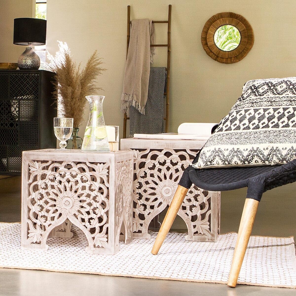 ATMOSPHERA CREATEUR D'INTERIEUR - Tavolini di servizio ayden, legno intagliato