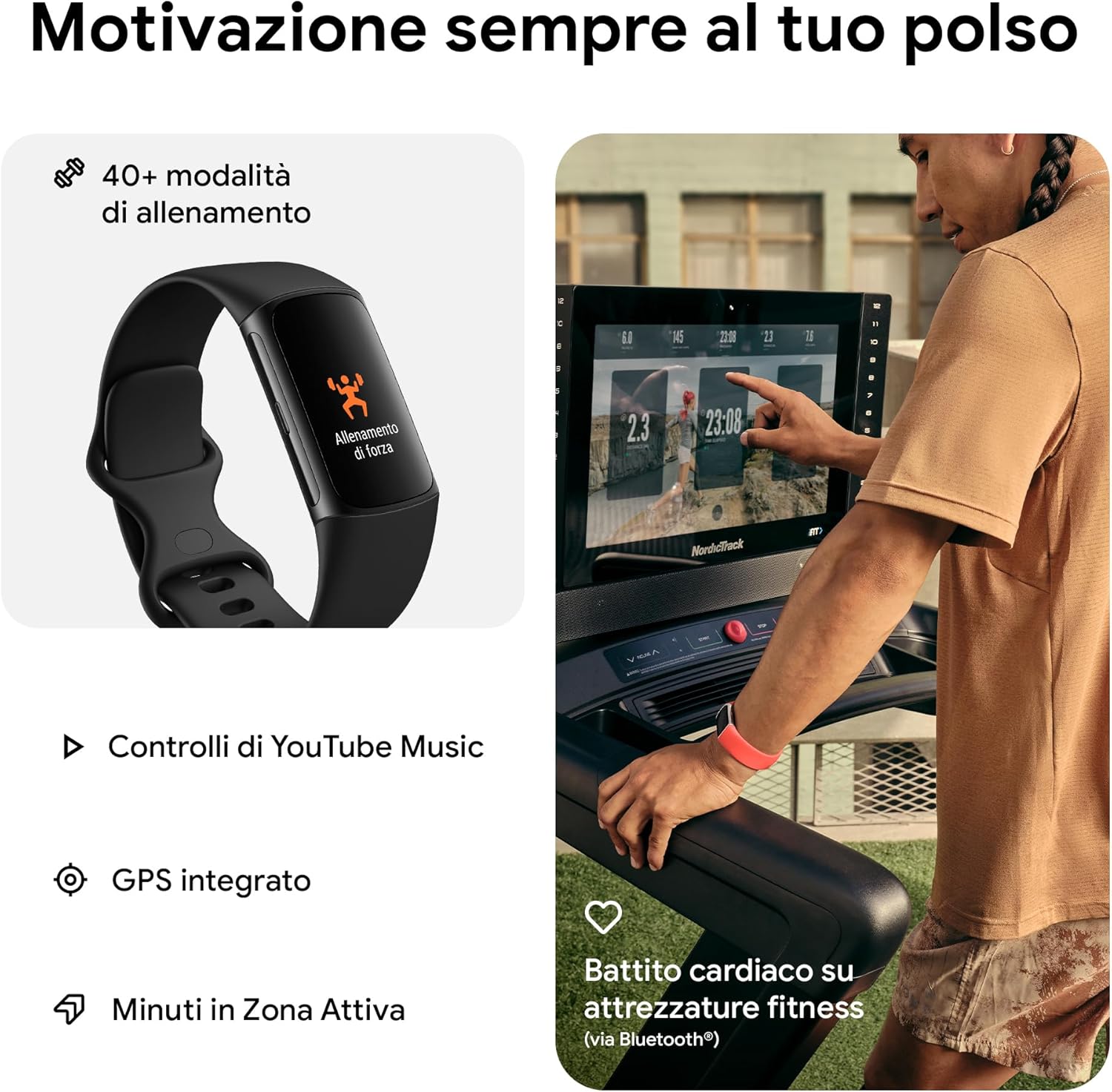 Fitbit by Google Charge 6 Activity tracker con abbonamento Premium di 6 mesi incluso, 7 giorni di durata della batteria, Google Wallet e Google Maps Ossidiana / Alluminio nero - Immagine 3