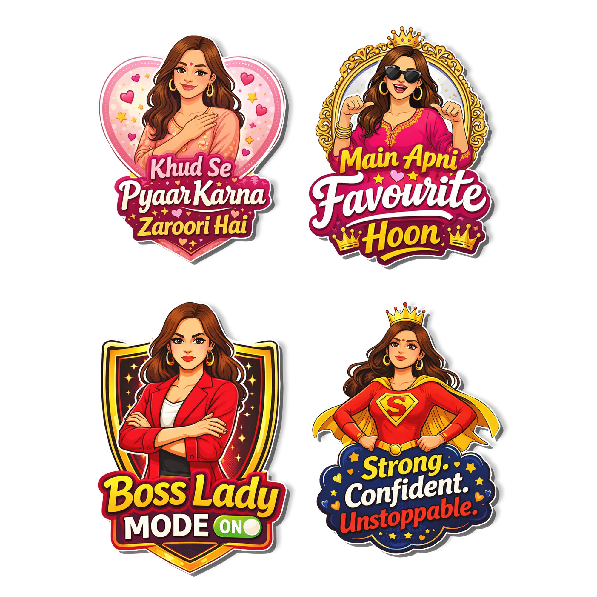 Regalo Casila Motivational Women Fridge Magnet 4 Pc Set Self Love Boss Lady Strong Confident Quotes Refrigerator Magnets Inspirational Gift for Girls & Women-picture-15