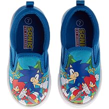 Josmo Boys Sonic The Hedgehog Knuckles Low Top Casual Shoes Slip On Sneakers for Toddler/Little Kid/Big Kid