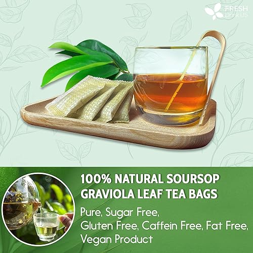 Miniatura 4 de FreshDrinkUS, 150 bolsas de té de hoja de graviola de guanábana premium, 100% natural y puro de hojas de guanábana, hechas a mano, hechas con