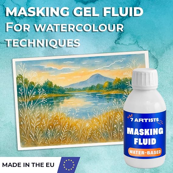 Masking Fluid Gel 125 ml – for Watercolour Painting | Liquid Masking Fluid with Peel-Off Film for Precise Art Masking, Drawing Gum, Stencil and Glazing Techniques on Paper or Canvas