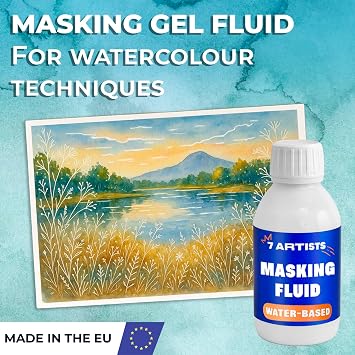 Masking Fluid Gel 125 ml – for Watercolour Painting | Liquid Masking Fluid with Peel-Off Film for Precise Art Masking, Drawing Gum, Stencil and Glazing Techniques on Paper or Canvas