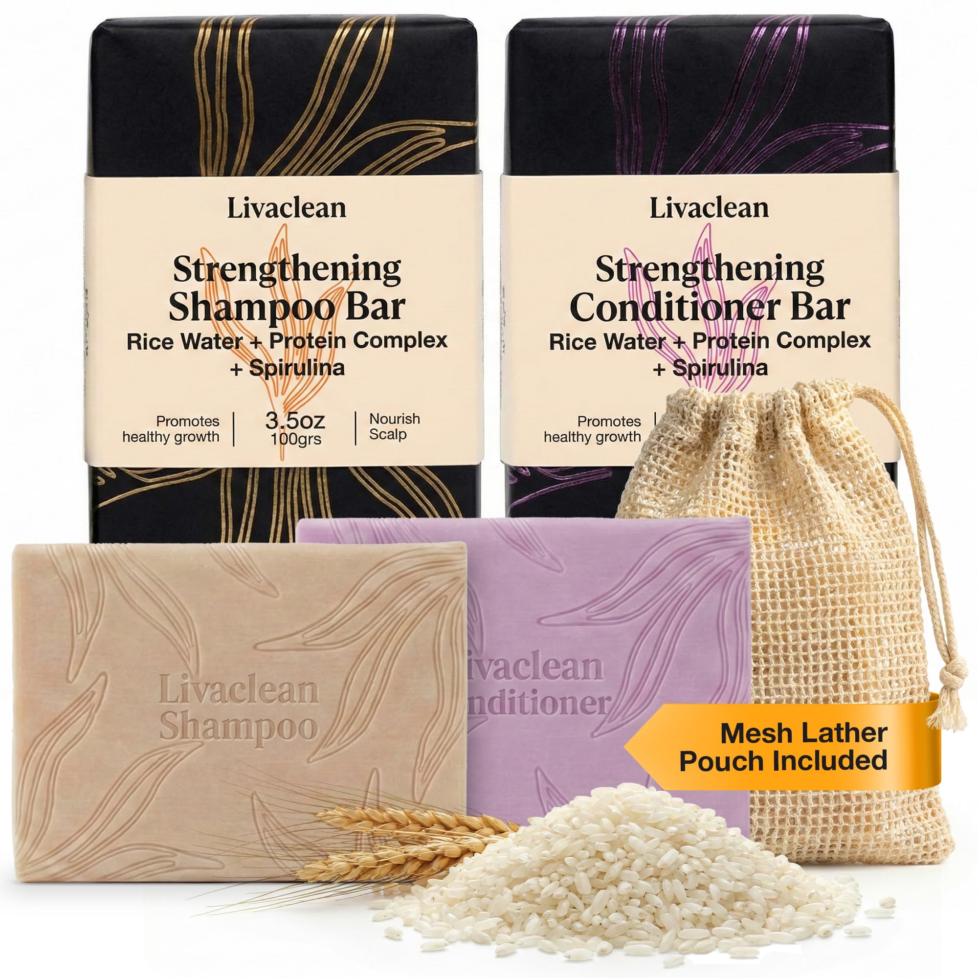 Amazon.com : 2 Pack Rice Water Shampoo and Conditioner Bar