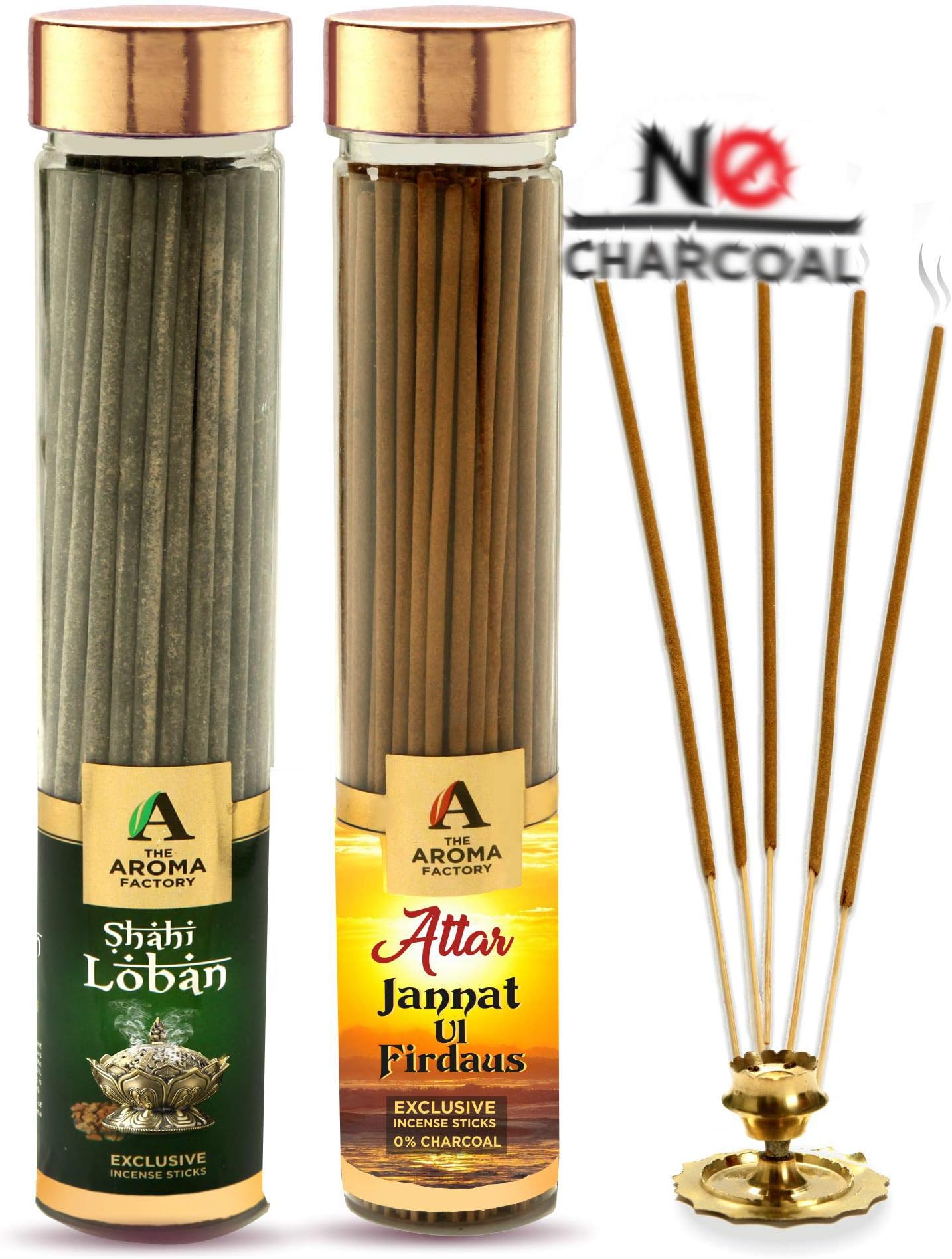 Attar Jannat Ul Firdaus & Loban Agarbatti for Pooja,Luxury Incense Sticks,100% Herbal Fragrance Agarbathi (Bottle Pack of 2x100g)