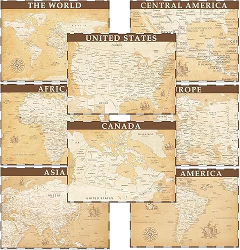 Miniatura 8 de Juego de 8 manteles individuales educativos para niños, diseño de mapa del mundo, antideslizantes, lavables, para comer, Estados Unidos, Europa,