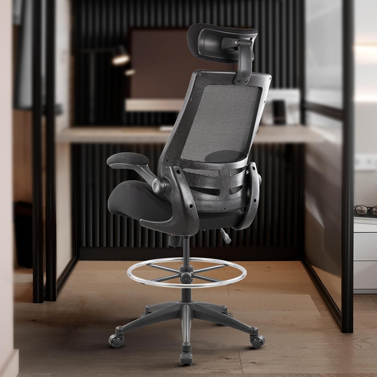 Lura view of the assembled BOLISS BLS-2818HDS drafting chair