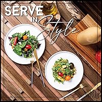 Vista 3 de Vikko Plato de ensalada, juego de 6 platos blancos, postre, ensalada, plato de aperitivo, porcelana fina de hueso, platos de postre apilables de 8