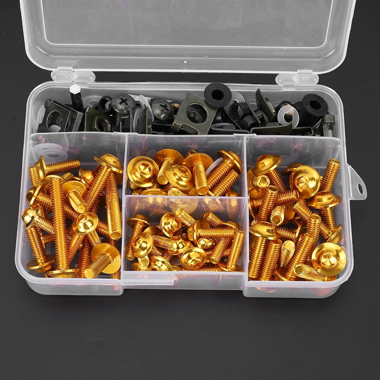 Bolt Kit Gorgeri Screws Bolt 177pcs Universal Motorcycle Screws Fairing Bolt Kit M5 M6 Fit for Sportbikes Gold Fairing Bolt Kit Motorcycle Screws Gold Screw Kit Anodized Screws