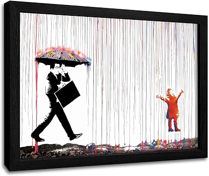 Framed Banksy Wall Art, Minimalist Colors, Simple Lines, Grey Love Pictures Poster Canvas Wall Art Print for Bedroom Living Room Decor Type9, 16"x24"