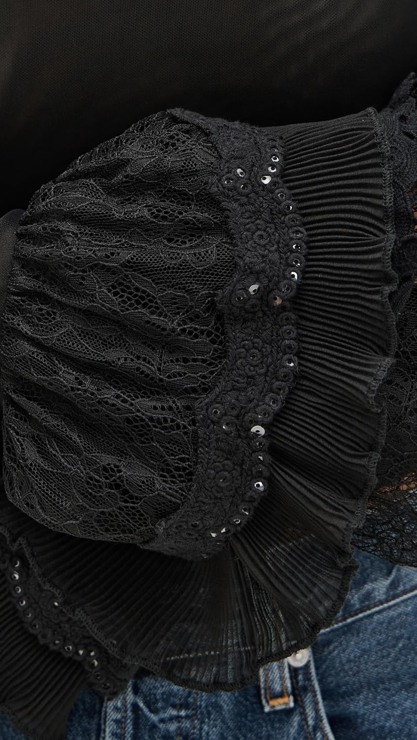 alice + olivia Women's Delaina Crop Top with Ruffle Cuffs - Image 6