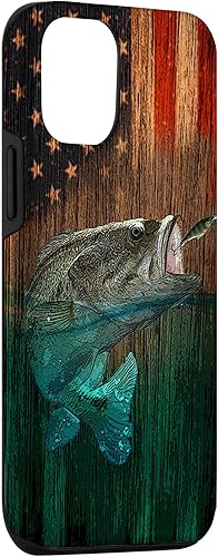 Miniatura 3 de iPhone 1212 Pro americana pesca bandera americana madera rústica pescador caso