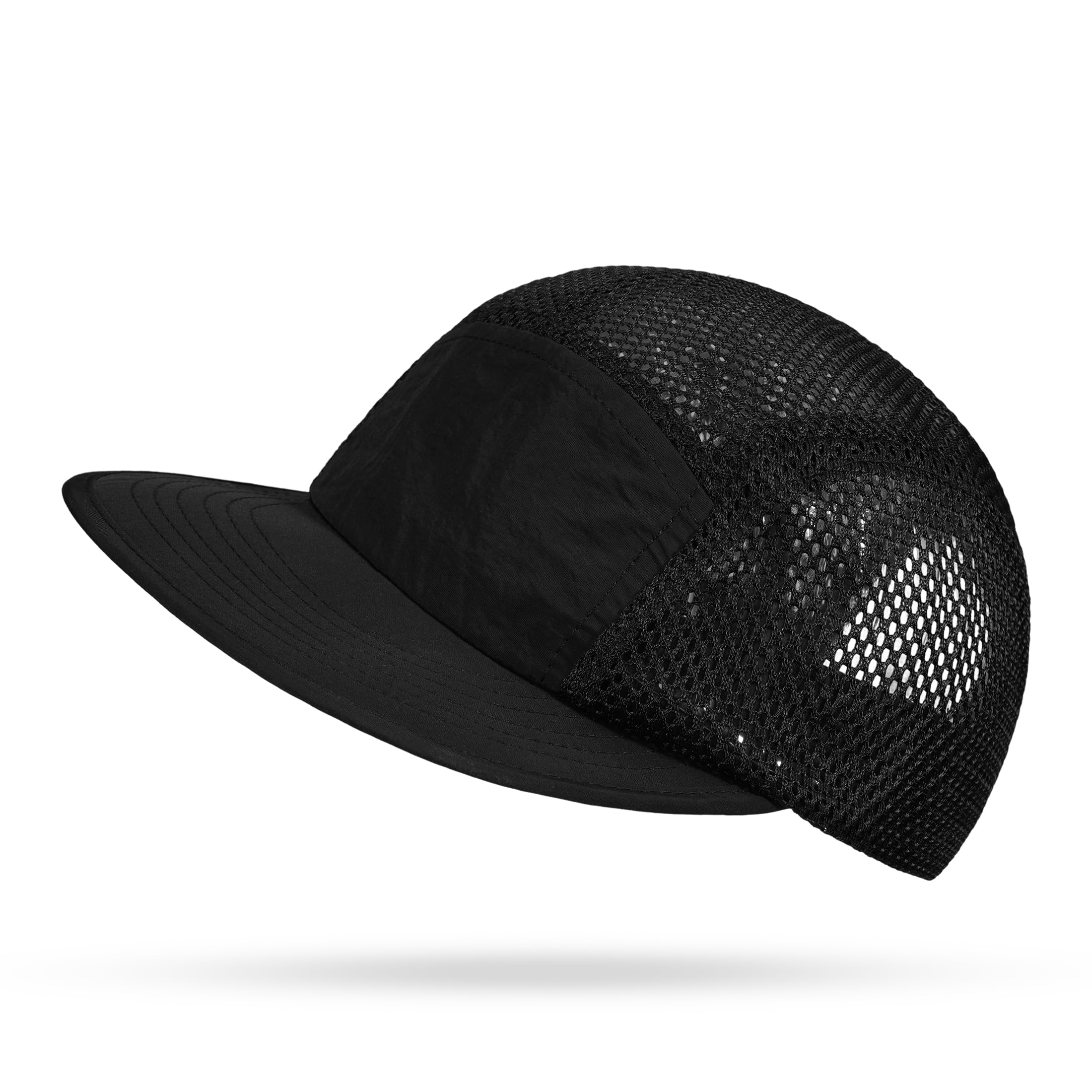 Croogo Breathable Mesh 5 Panel Running Hat Wide Brim Quick Dry Baseball Cap | Nylon Fabric,Sun Protection,Flat Brim,Cooling&Lightweight,Carry-On,Solid Color,Adjustable,Foldable,Sport Fashion,Outdoor Gear