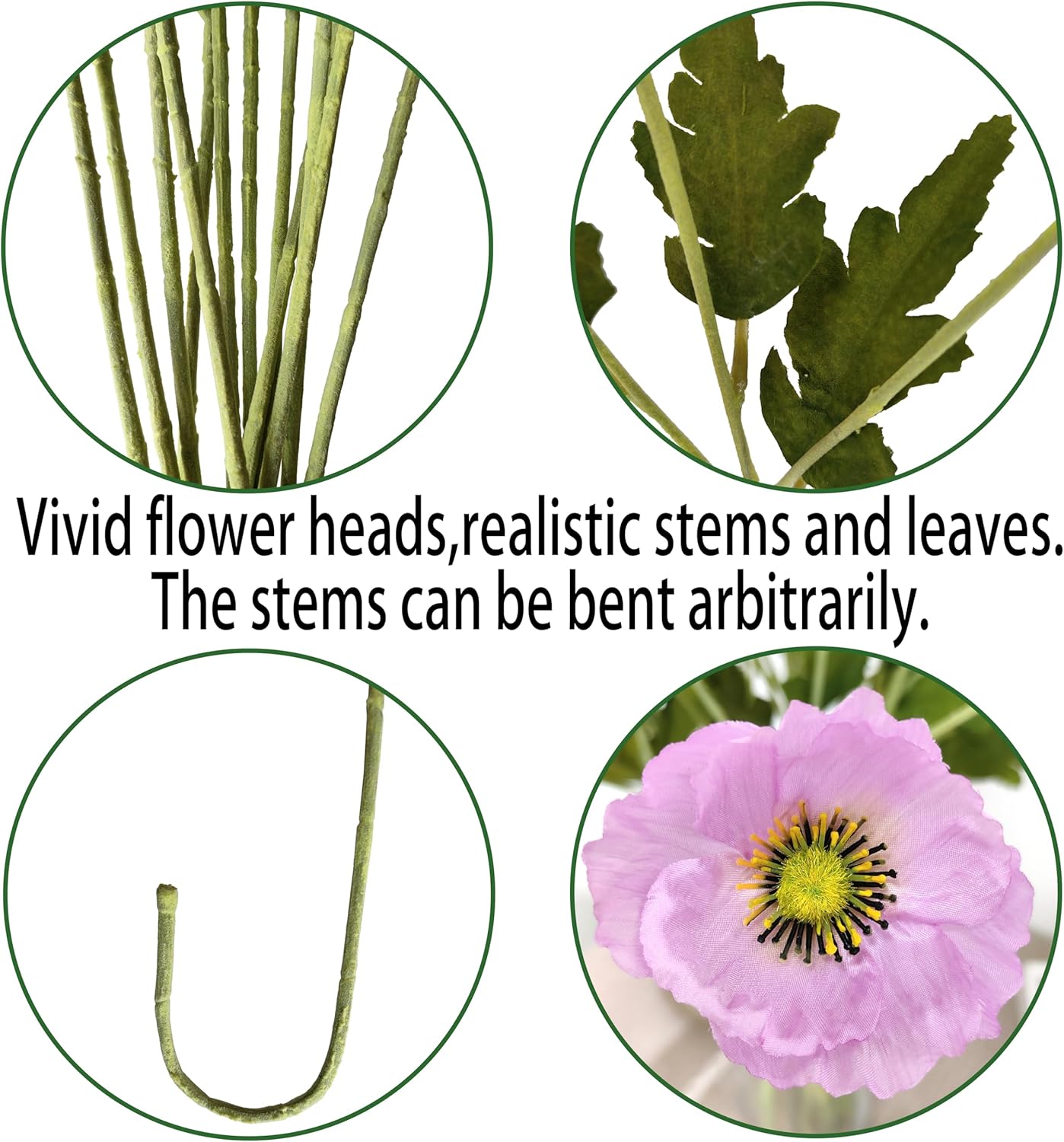 ATFL Light Purple Poppy Flowers Artificial for Wedding Decorations,12 Pcs Fake Faux Silk Poppies Bulk for Home Decor Table Centerpieces Floral Arrangement( 23.5‘’, Light Purple - Image 3