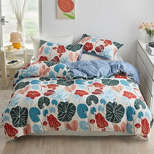 FELTYBED Juego de edredón de tamaño Queen, edredón alternativo al plumón para niñas, juego de cama floral, edredón de microfibra ligera con 2 fundas