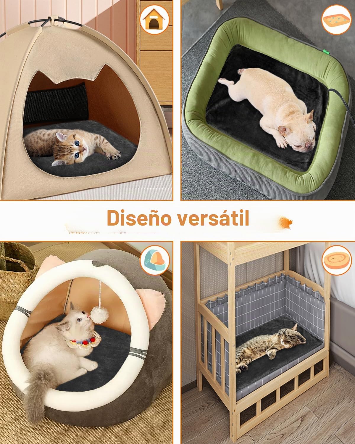 Esterilla calefactora para Gato y Perro, 45 x 45 cm | Alfombrilla Térmica para Mascotas, Impermeable segura, Anti-mordida, para Mascotas Recién Nacidos y Ancianos, 45x45cm