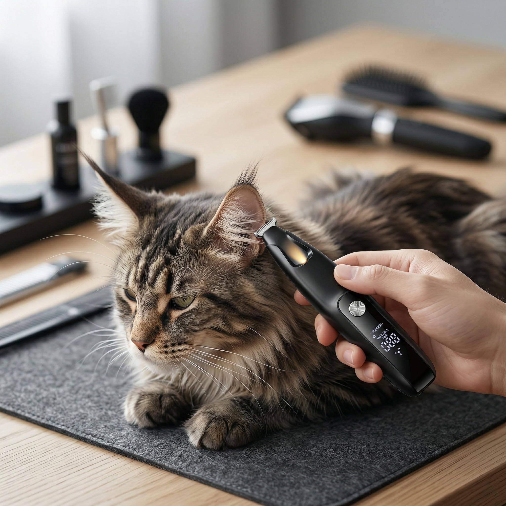 Rasoio per zampe di cane a bassissimo rumore, lama larga 18 mm con luce LED, ricaricabile tramite USB, con display a LED, per cani e gatti, nero