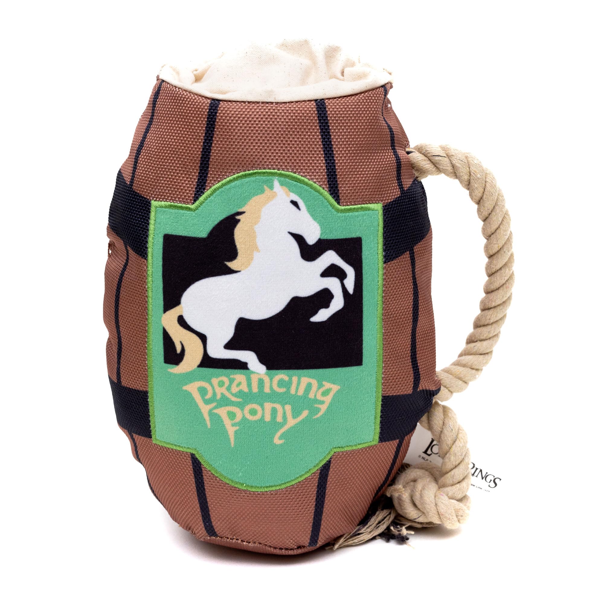 Buckle-Down The Lord of The Rings Squeaky Plush Dog Toy for Large, Medium & Small Dogs, Prancing Pony Pint Mug, 6.5" x 8"