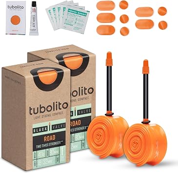 Tubolito Road 700C x 18-32mm Tube 2 Pack | Light, Strong & Compact | Rim & Disc Brake Compatibility | 2X Puncture Protection 700C x 18-32 mm, 80mm Black Presta Valve