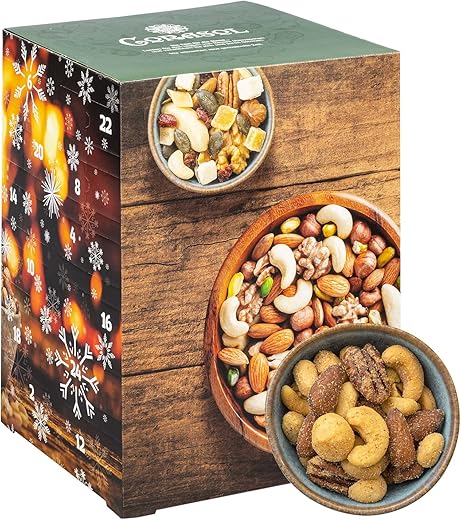 Corasol Premium Nuss-Mix Adventskalender mit 24 verschiedene Nussmischungen zum Knabbern & Snacken (720 g)