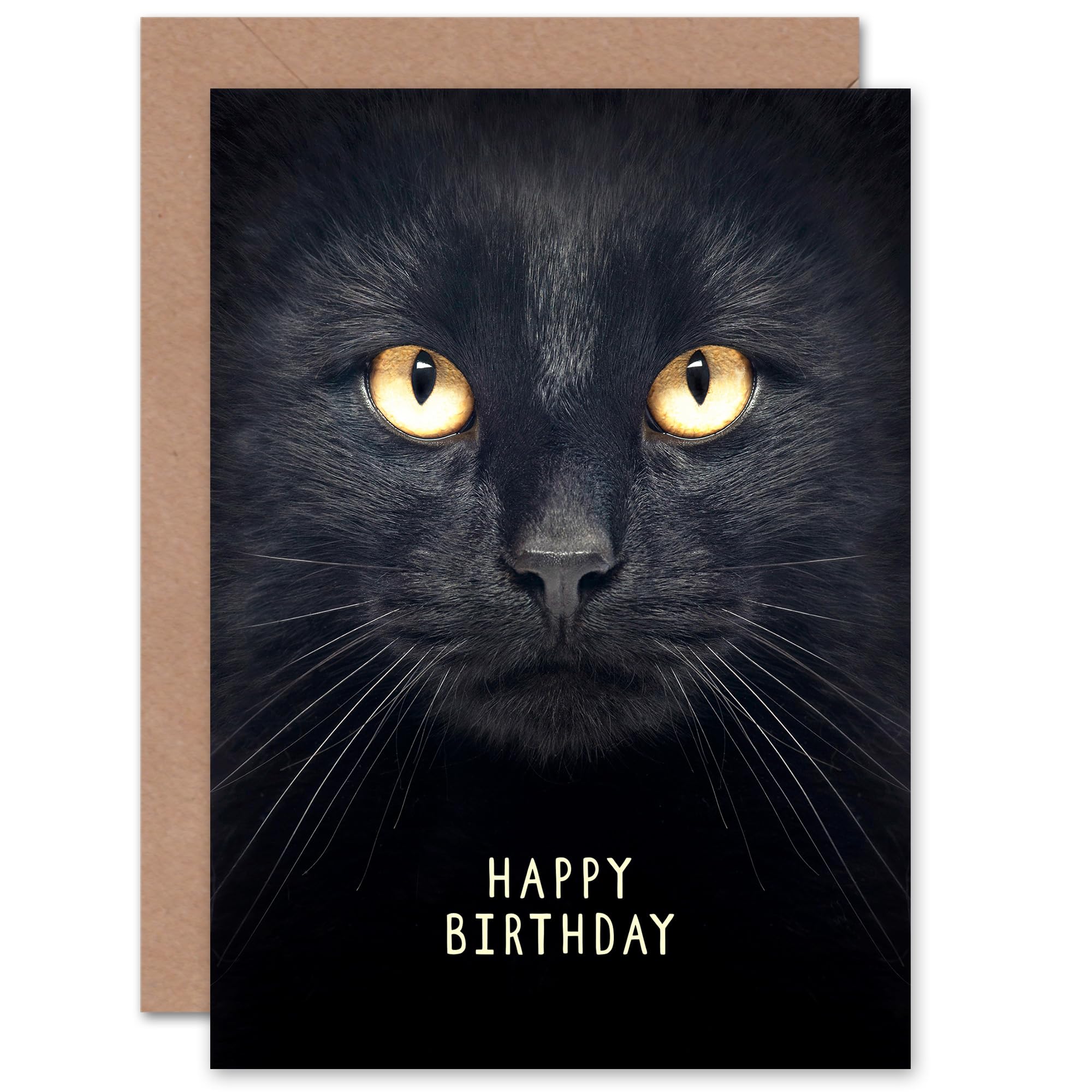 Artery8 Birthday Black Cat Lover For Him Her Blank Inside Greeting Card