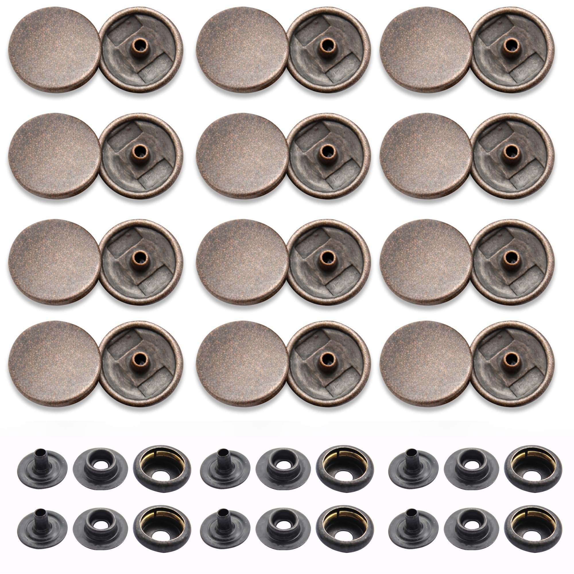 GGISUI 300 Pezzi Bottoni Automatici a Pressione 15mm Metallo Bottoni a Pressione con Kit di