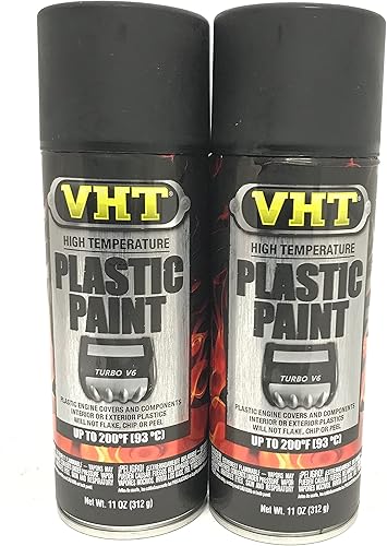 VHT SP820 - Pintura plástica negra de alta temperatura, 11 onzas, paquete de 2