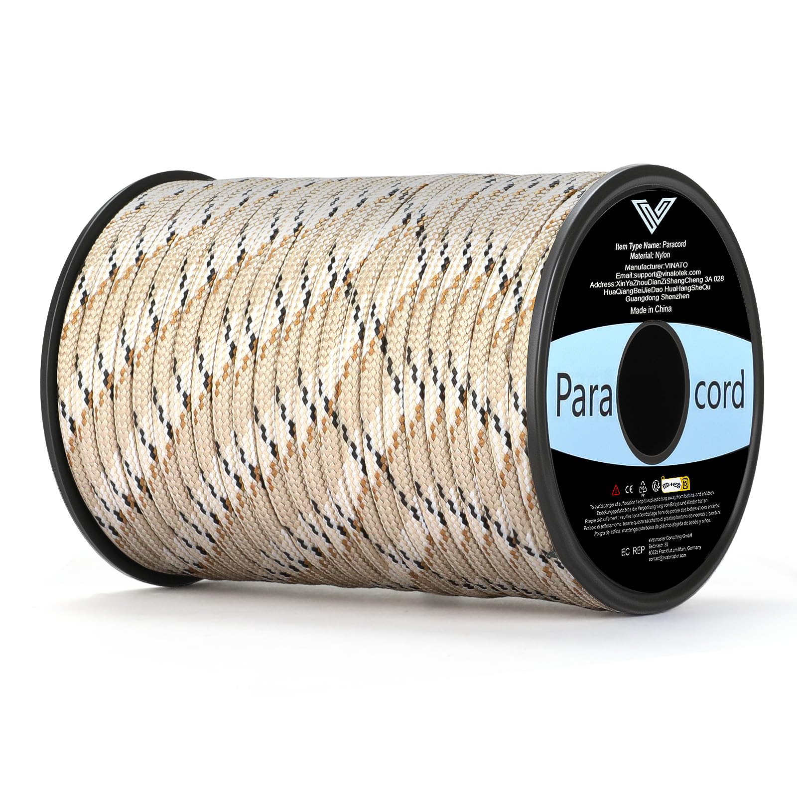 VINATO Paracord 4 mm 30 m Parachute Cord Nylon Anti-Tear Parachute Ropes 9 Strands Tactical Parachute Cord for Camping Survival Outdoor Activities Desert Camo