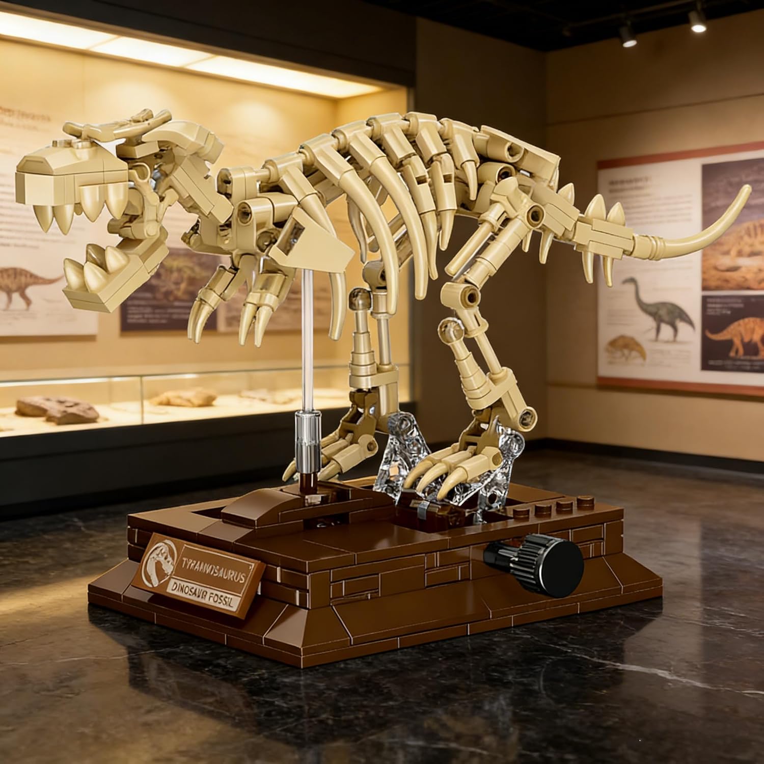 T. Rex Skull Dinosaur Fossil Skeleton Building Set, Movable Dinosaur Fossil T. Rex Model Kit with Tyrannosaurus Rex Display Base, Cool Home Decor Toy Gift for Fossils Lovers and Collectors