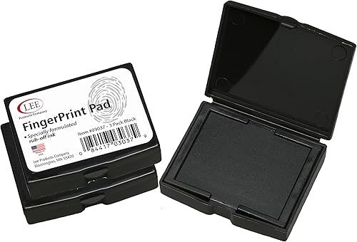 Almohadilla para huellas digitales sin tinta Lee (S03027), Negro Paquete de 1